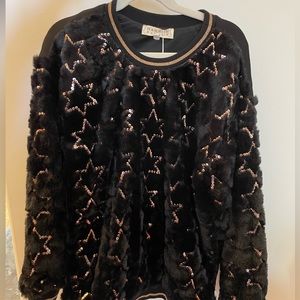 Hannah Banana Fur Sequin Sweater